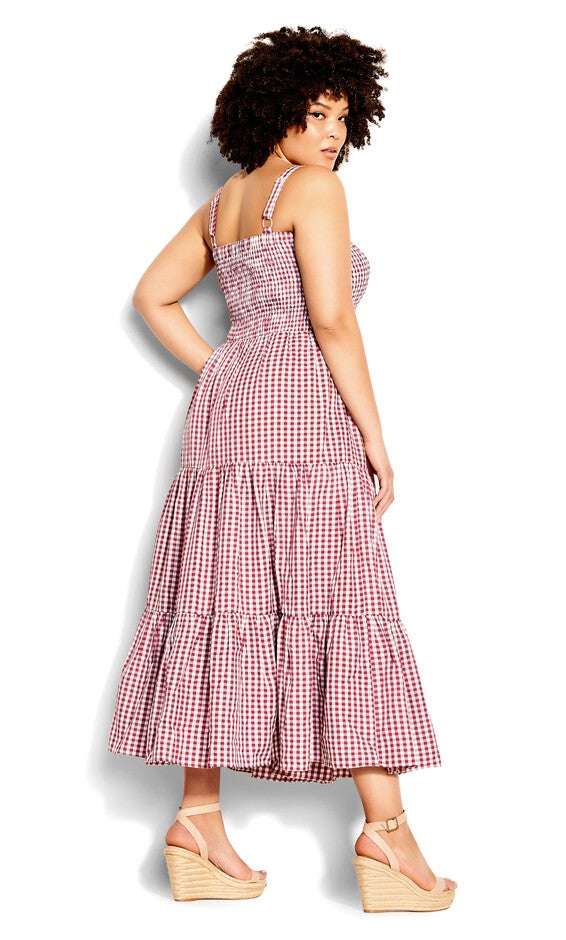 Gingham Maxi Dress - roseberry, PURPLE, alternate image number 5