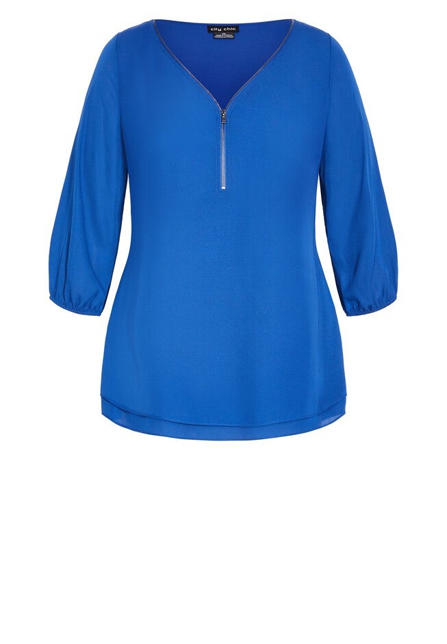 Sexy Fling Elbow Sleeve Top - blue, BLUE, alternate image number null