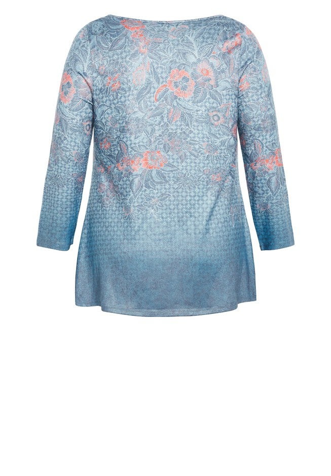 Callie Placement Top, BLUE BATIK, alternate image number null