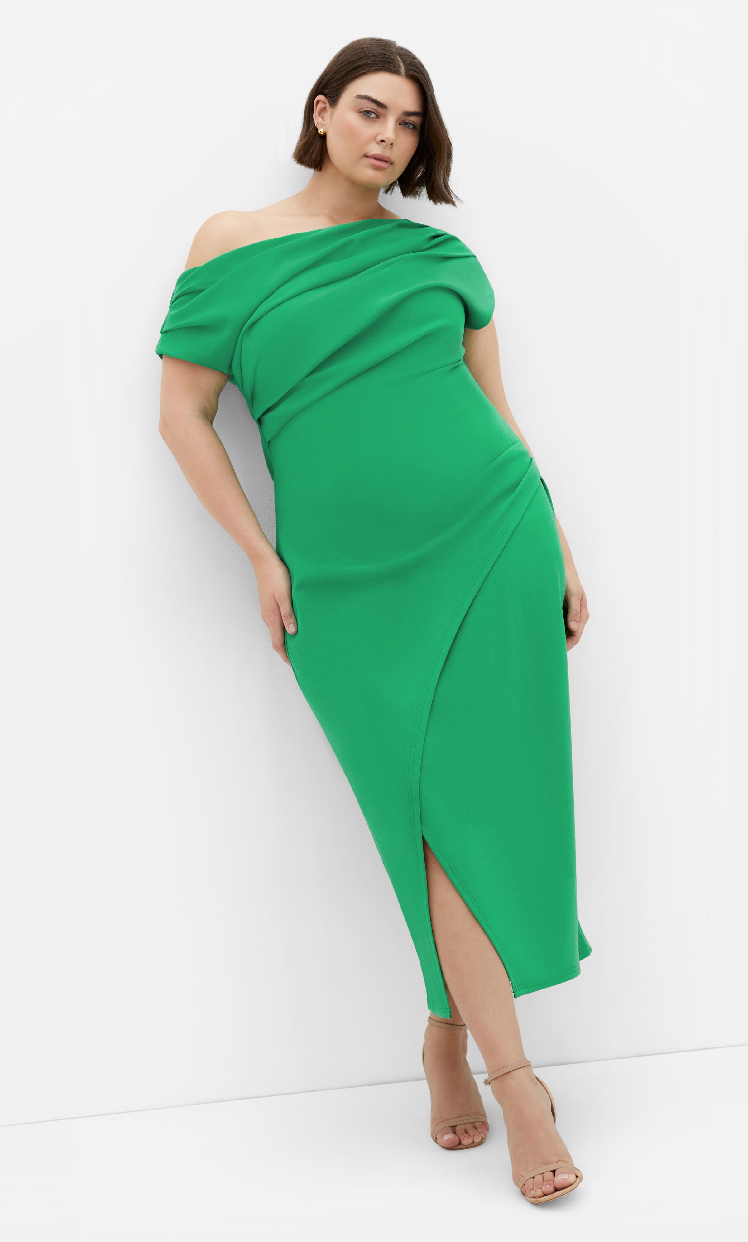 Sassy Off Shoulder Dress - green, GREEN, hi-res image number 0