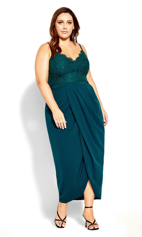 Lace Touch Dress - emerald, GREEN, hi-res image number null