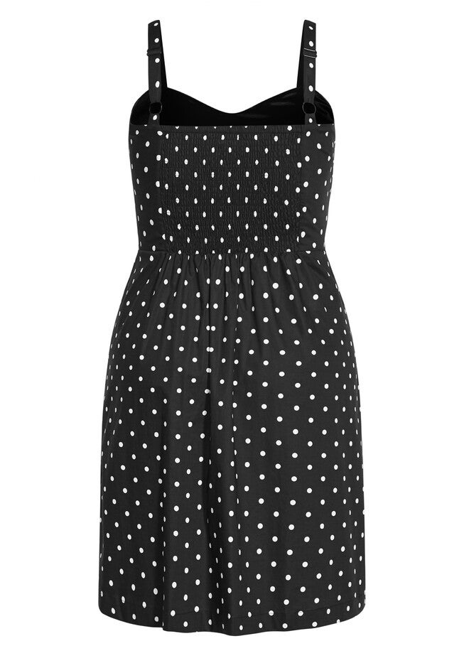 Tie Spot Dress - black, BLACK, alternate image number null