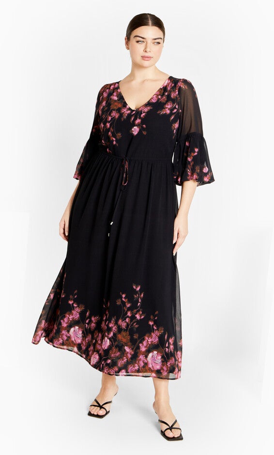 Romance Border Dress - black, BLACK, hi-res image number null