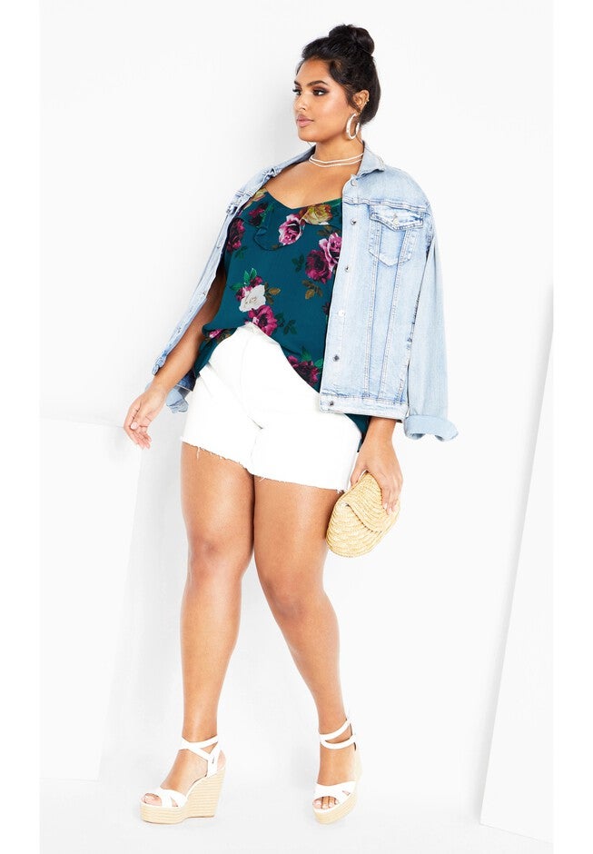 Nicole Print Cami - teal, GREEN, alternate image number null