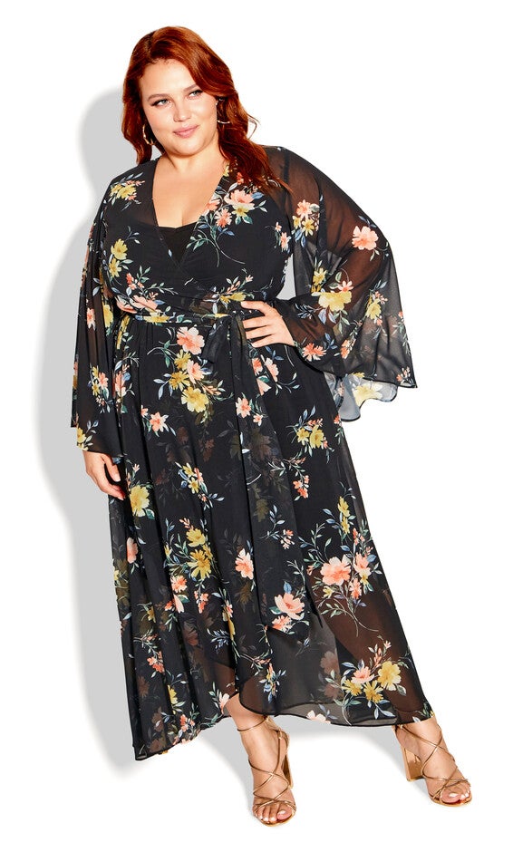 Fleetwood Print Maxi Dress - black, BLACK, alternate image number 2