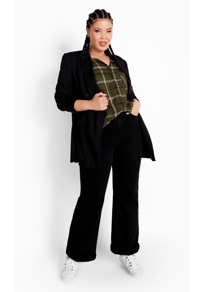 Kylee Check Shirt, KHAKI, on-hover image number 1