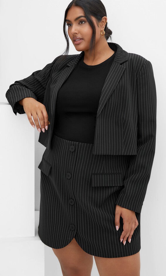 Payton Pinstripe Jacket - black, BLACK, hi-res image number null
