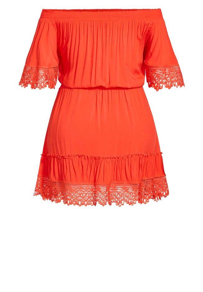 Crochet Detail Dress - papaya, ORANGE, alternate image number null