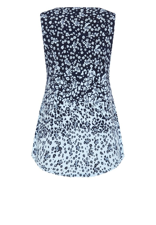 Liana Border Top, BLUES FLORAL ANIMAL, alternate image number null