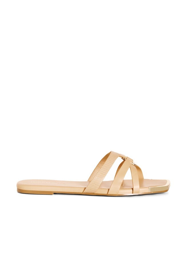 WIDE FIT Dressy Gold Embellishment Diana Sandal - nude, BEIGE, on-hover image number null