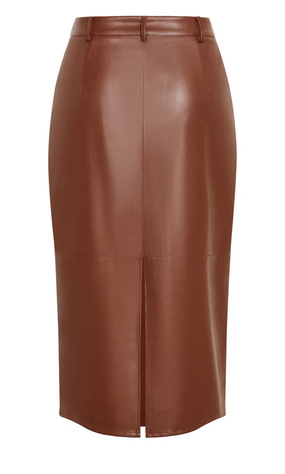 Faux Leather Ivy Skirt - nougat, NOUGAT, alternate image number null