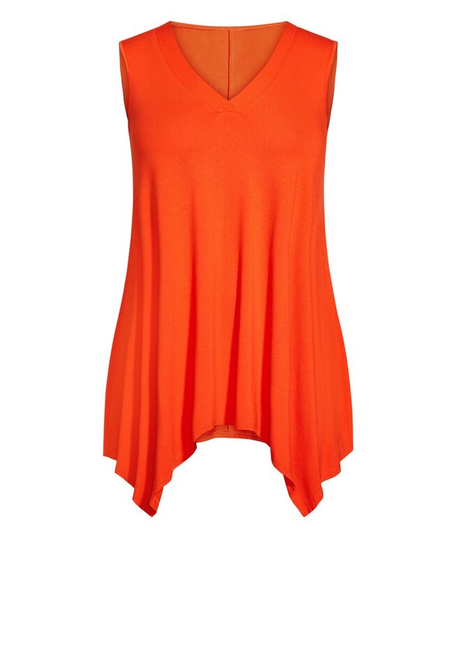 V Neck Swing Tank, ORANGE, alternate image number 2