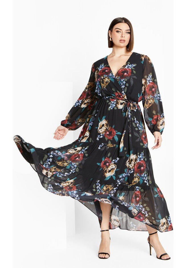 Xander Print Maxi Dress - black, DARK LATE BLOOM, on-hover image number 1