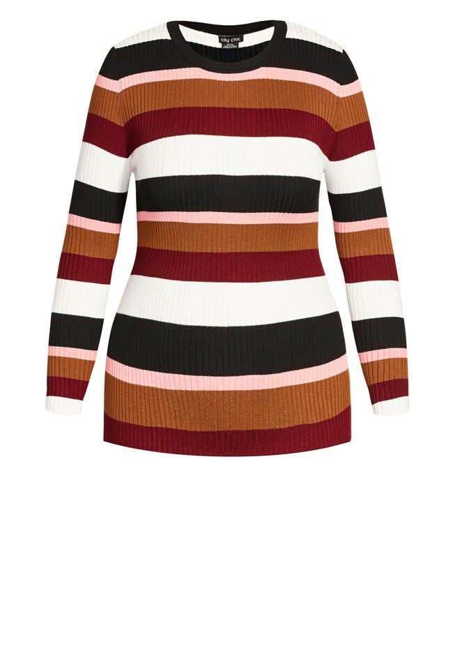 70's Stripe Sweater - beetroot, BLACK, alternate image number 5