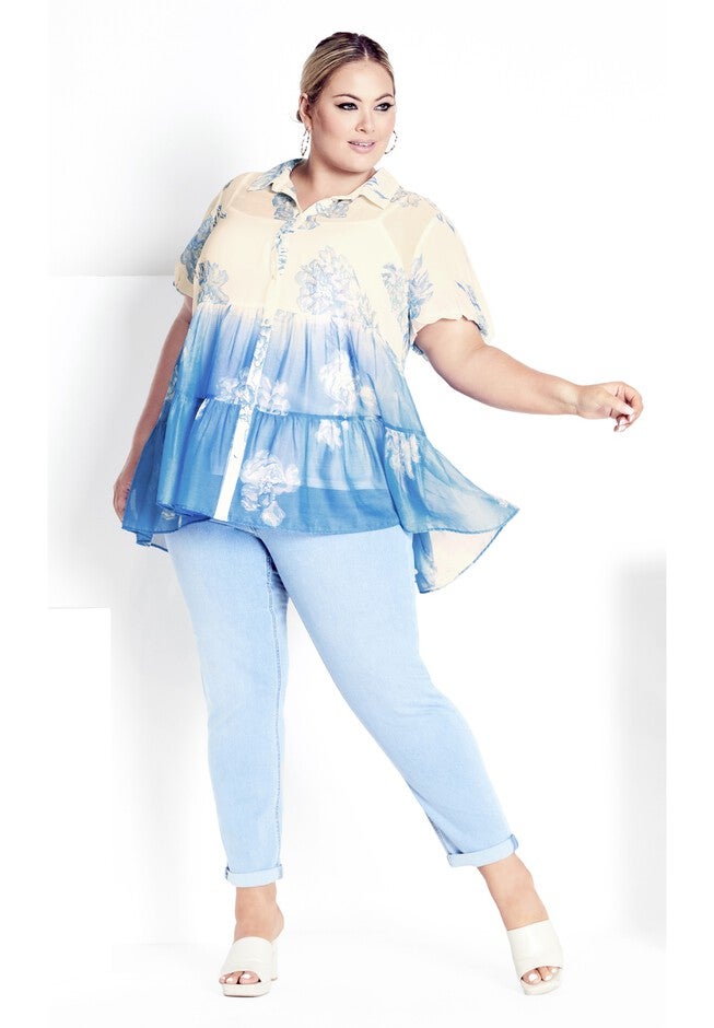 Shion Tiered Shirt, IVORY LUST BORDER, alternate image number null