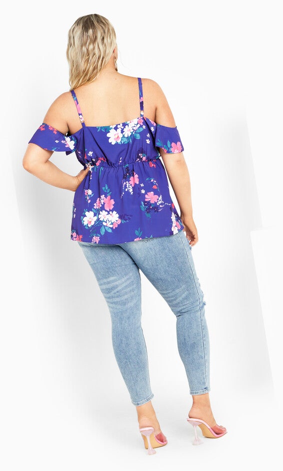 Kallie Print Top - cobalt, BLUE, alternate image number null
