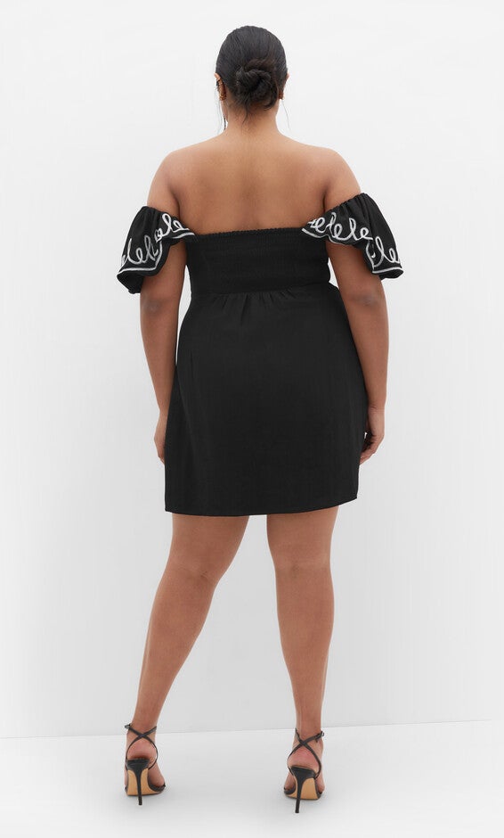 Hana Embroidered Dress - black, BLACK, alternate image number 2