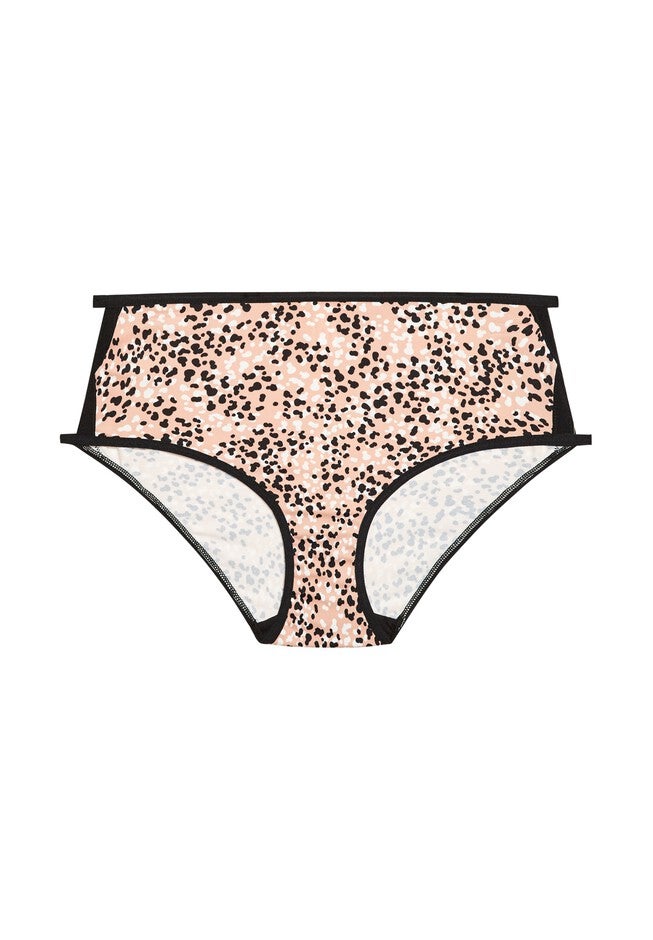Fashion Microfiber Hi Cut Brief, TAUPE ANIMAL, alternate image number null