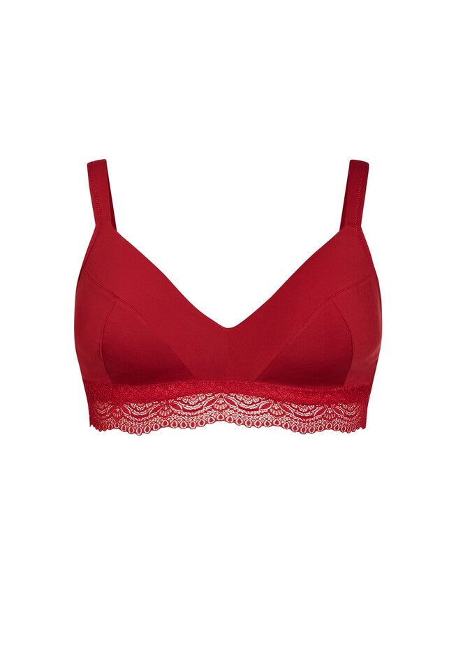 Wire Free Cotton Contour Bra - crimson, RED, alternate image number 5