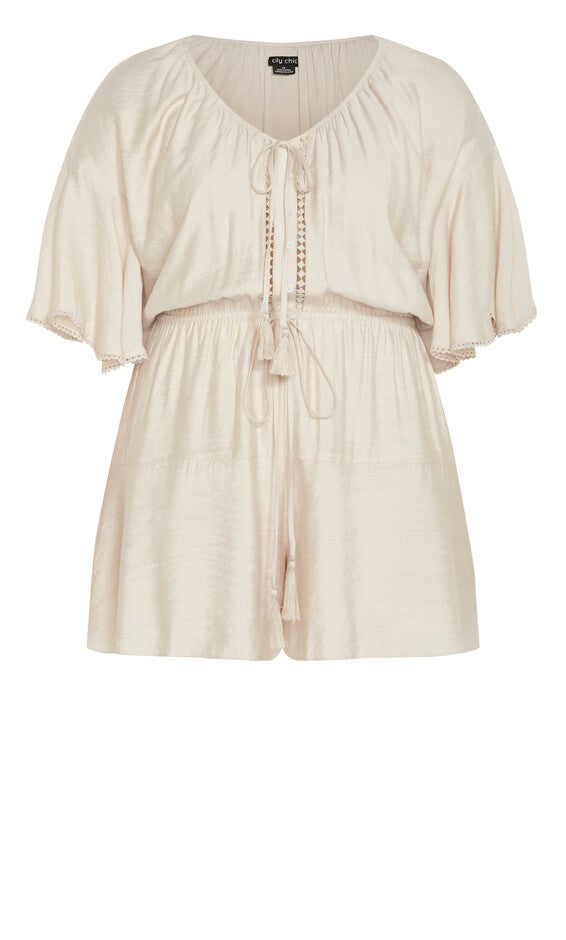 Harlow Lace Playsuit - oat, BEIGE, alternate image number null