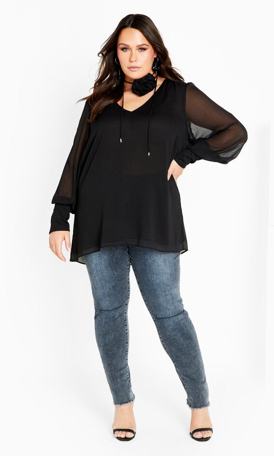 Fleur 2 Piece Decorative Flower Neck Tie Top - black, BLACK, alternate image number null