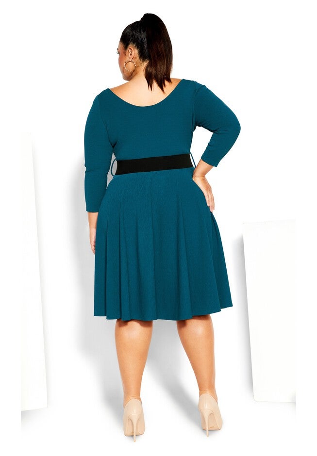 Super Sweet Elbow Sleeve Dress - teal, GREEN, alternate image number null