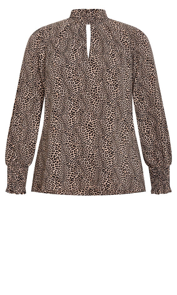 Indie Print Top - cheetah, BLACK, alternate image number null