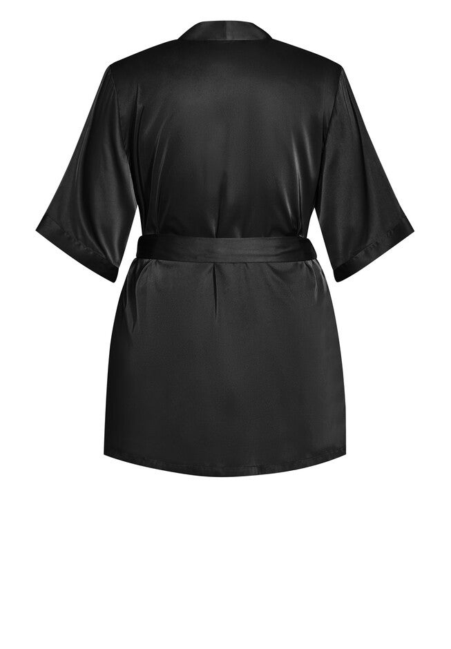 Satin Chemise & Robe Set - black, BLACK, alternate image number 5