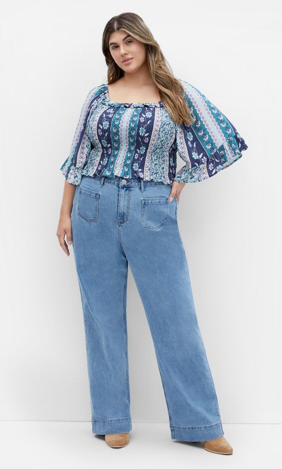 Samara Print Top - teal, BLUE, alternate image number null