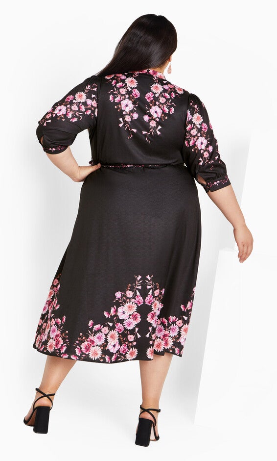 Annabelle Button Closure Midi Dress - black, BLACK, alternate image number null