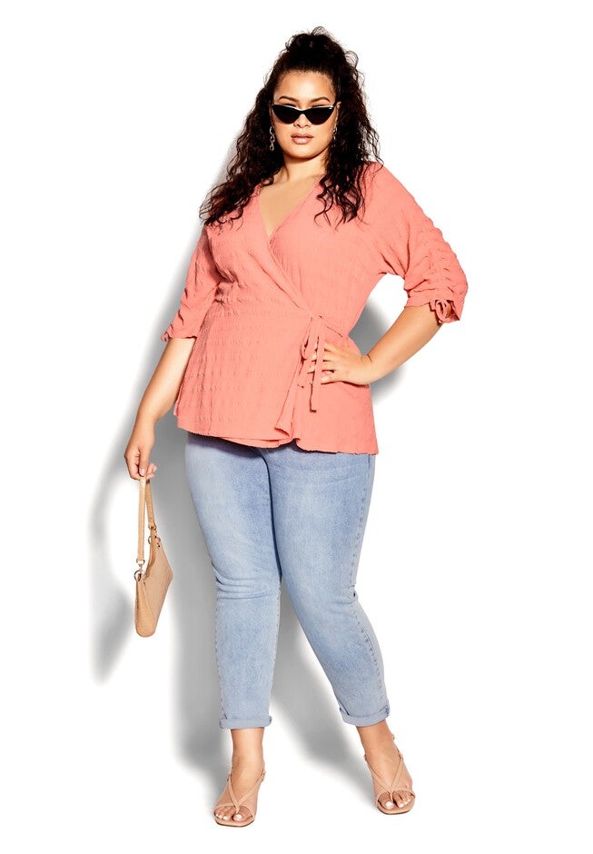 Romance Tie Top - peach, ORANGE, alternate image number 6