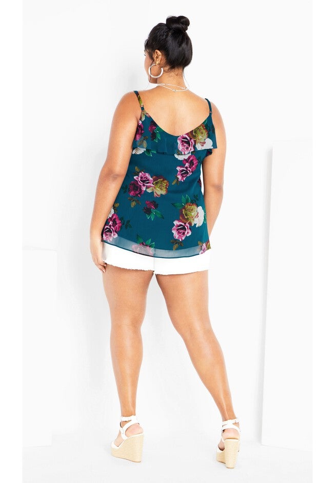 Nicole Print Cami - teal, GREEN, alternate image number null
