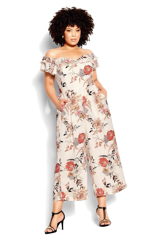 Botanical Jumpsuit - ivory, WHITE, on-hover image number 1