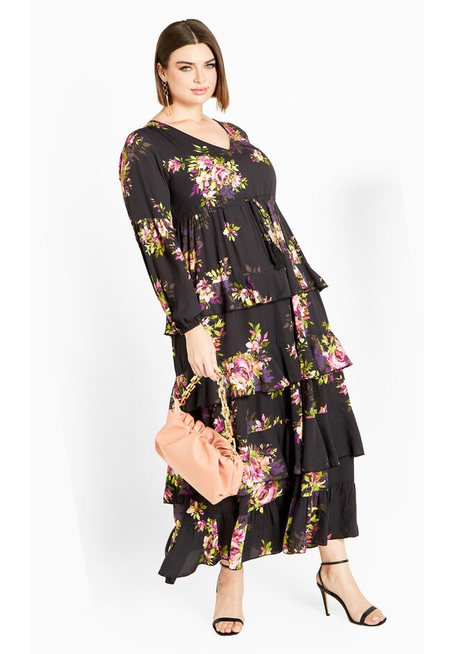 Violet Print Maxi Dress, VIOLET BLOOM, hi-res image number 0