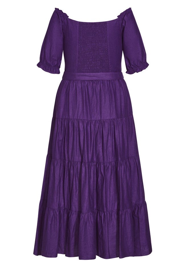 Puff Sleeve Maxi Dress - petunia, PURPLE, alternate image number null