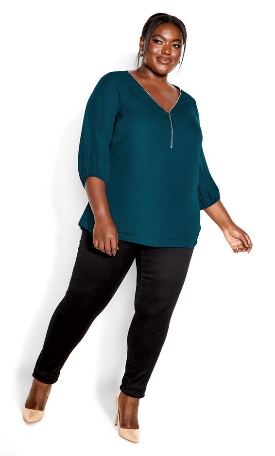 Sexy Fling Elbow Sleeve Top - jade, GREEN, alternate image number null