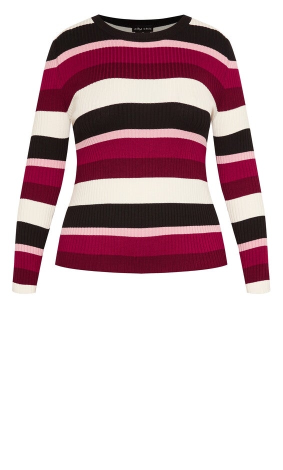 70's Stripe Jumper - berry, RED, alternate image number null