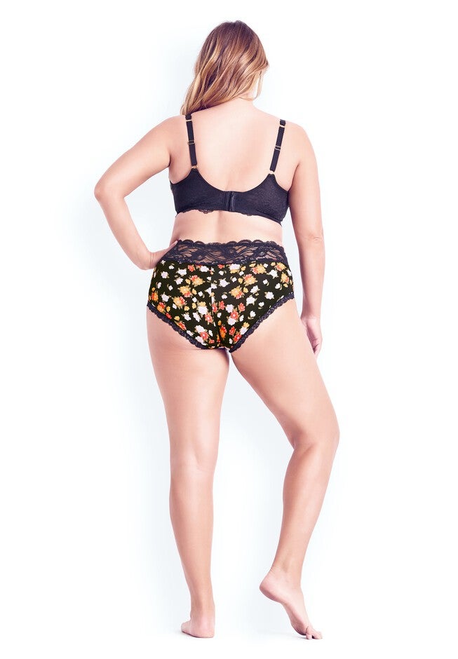 Smooth Print Plunge Bra - black floral, BLACK, alternate image number 2