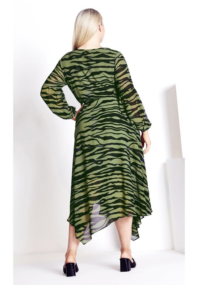 Lorena Dress, GREEN ZEBRA STRIPES, on-hover image number null