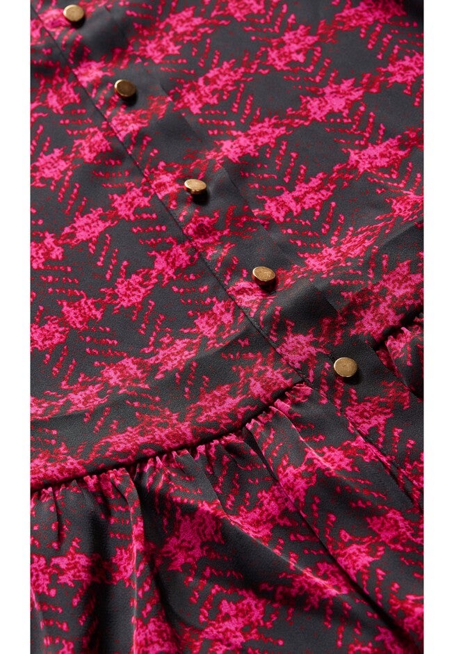 Gracie Print Full Sleeves Ruffle Shirt, PINK CHECK, alternate image number null