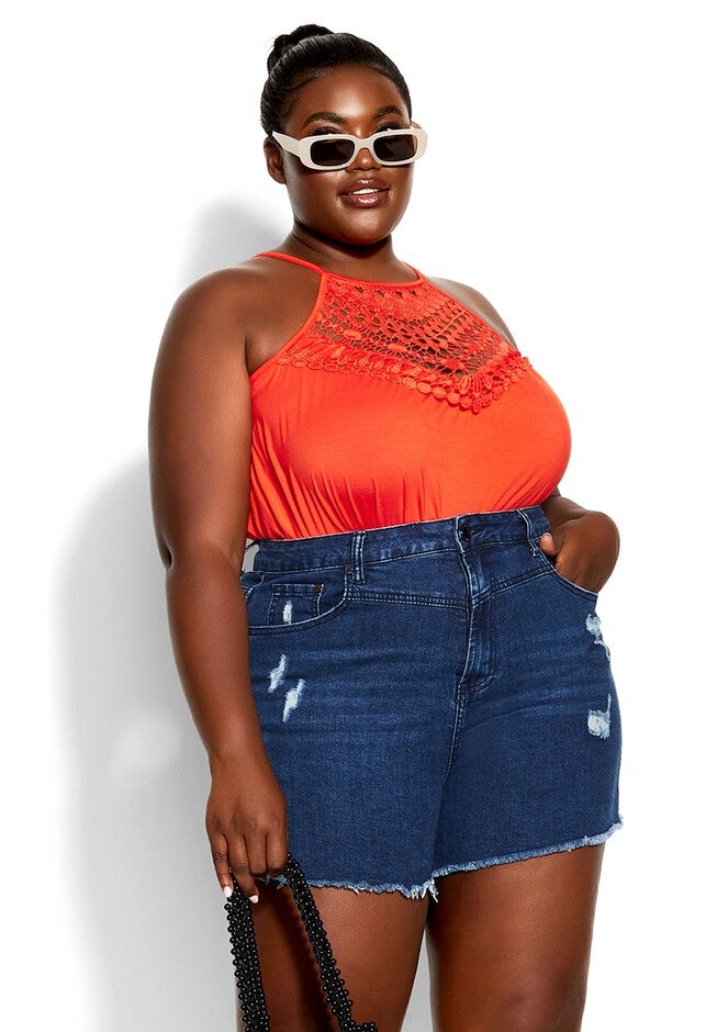 Island Crochet Top - tigerlily, ORANGE, hi-res image number 0