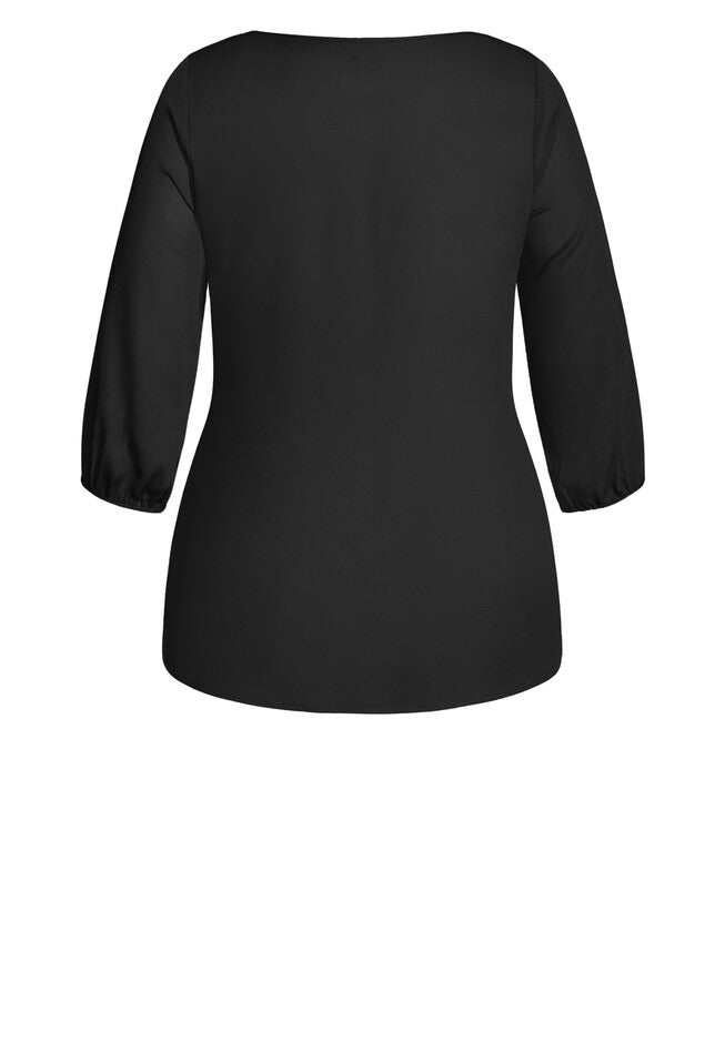 Sexy Fling Elbow Sleeve Top - black, BLACK, alternate image number null