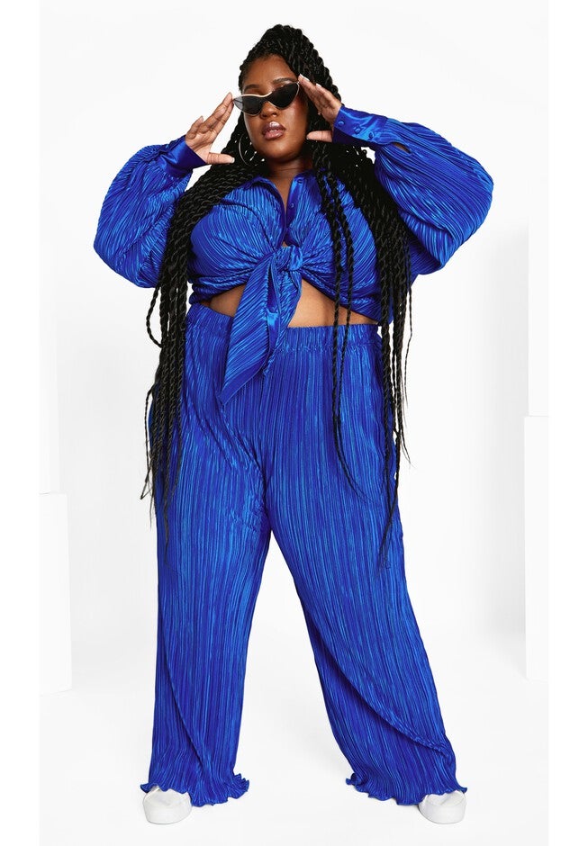 Andi Wide Leg Plisse Pant - sapphire, BLUE, hi-res image number null
