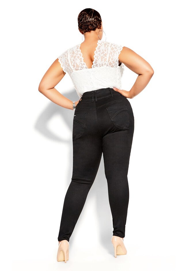 Harley Skinny Petite Black Jean - black, BLACK, alternate image number 3