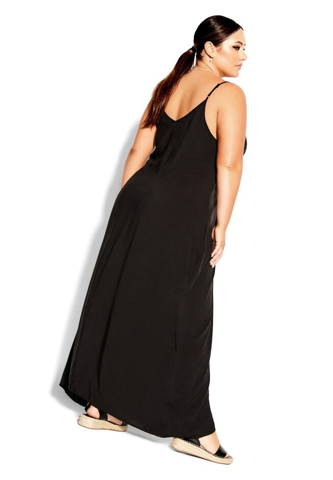 V Neck Maxi Dress - black, BLACK, alternate image number 4