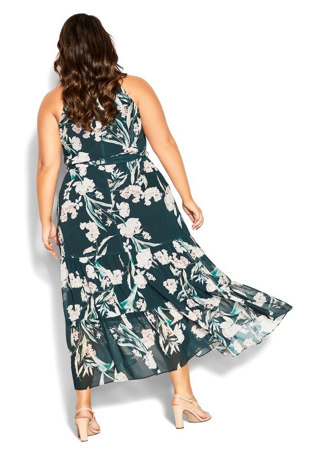 Halter Love Print Maxi Dress - emerald, GREEN, alternate image number 4