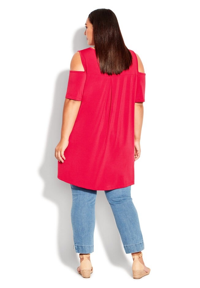 Claire Cold Shoulder Tunic, PERSIAN RED, alternate image number null