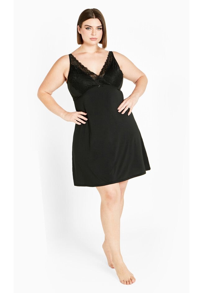 Sexy Lace Chemise, BLACK, hi-res image number 0