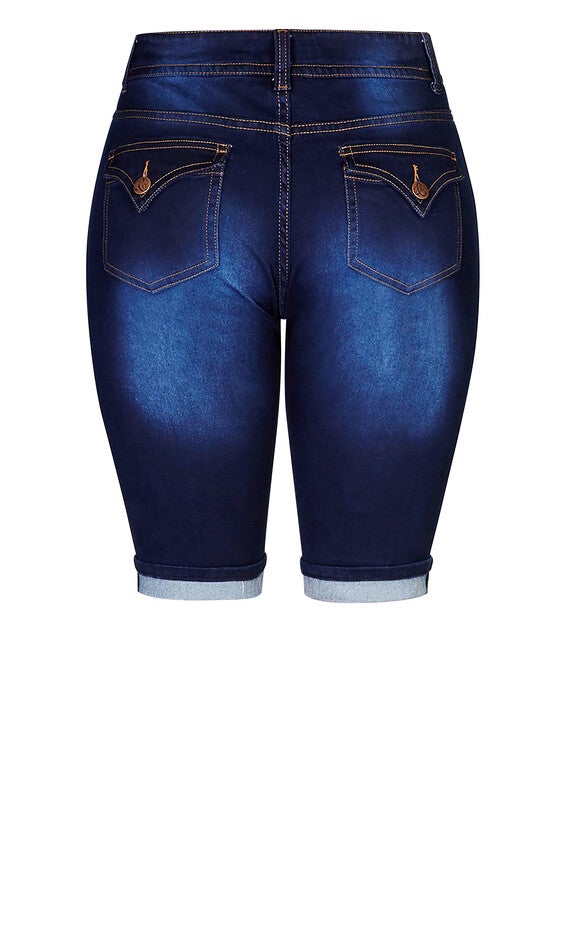 Killer Pins Double Button Cuff Short - dark denim, BLUE, alternate image number 5