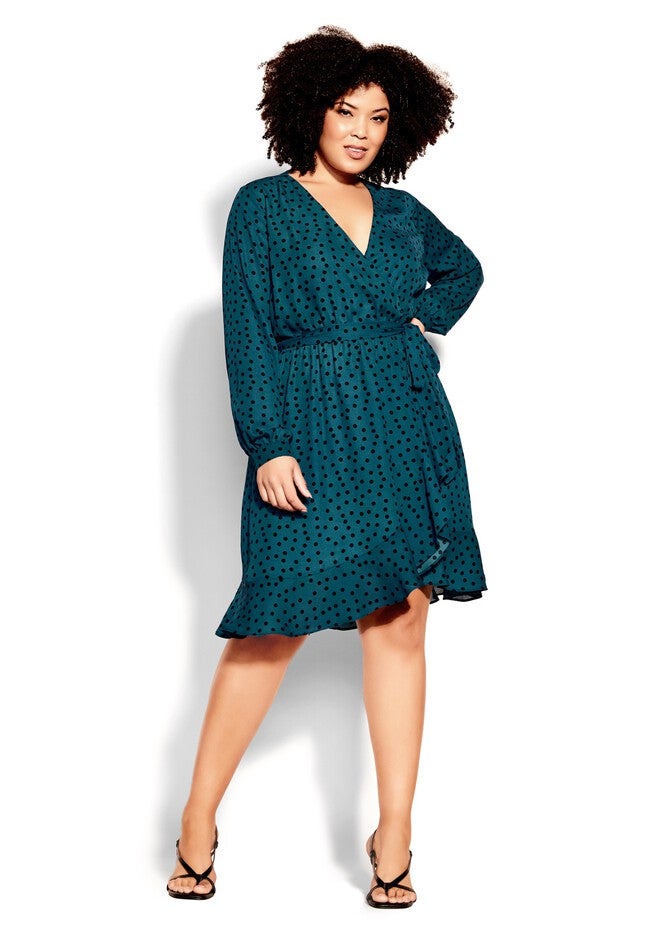 Amber Spot Dress - teal, GREEN, on-hover image number 1